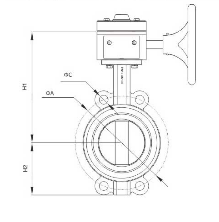 蝸(wō)輪消防信(xìn)号對夾蝶(die)閥(圖1)